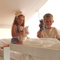Luxe Tent Diamond Seaview : Slaapkamer voor de kinderen met stapelbed en een 1 persoonsbed